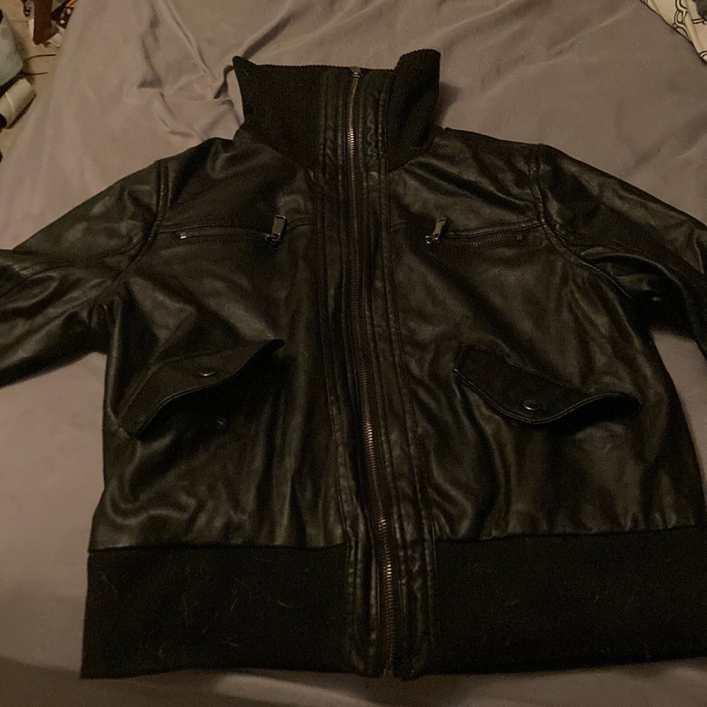 Beverly Hills Polo Club Black Leather Jacket XL